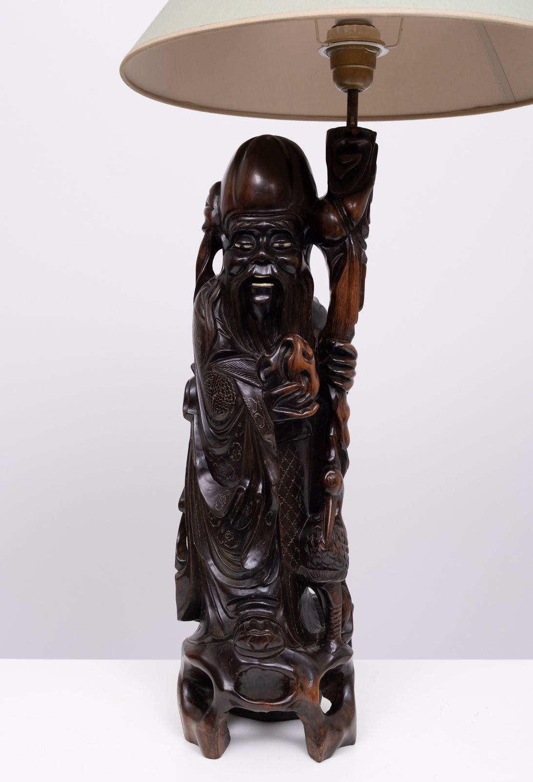 Table Lamp Rosewood   Shoulao   God Of Longevity Prosperety   China photo vintage