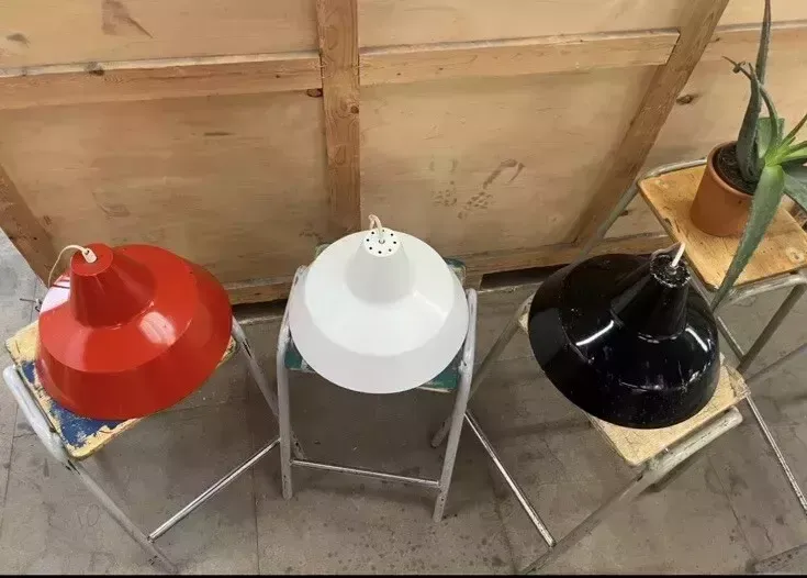 Danish Refectory Lamp Shades Restaurant Cafe Design 35cm Bauhaus Set Of 3 photo vinterior