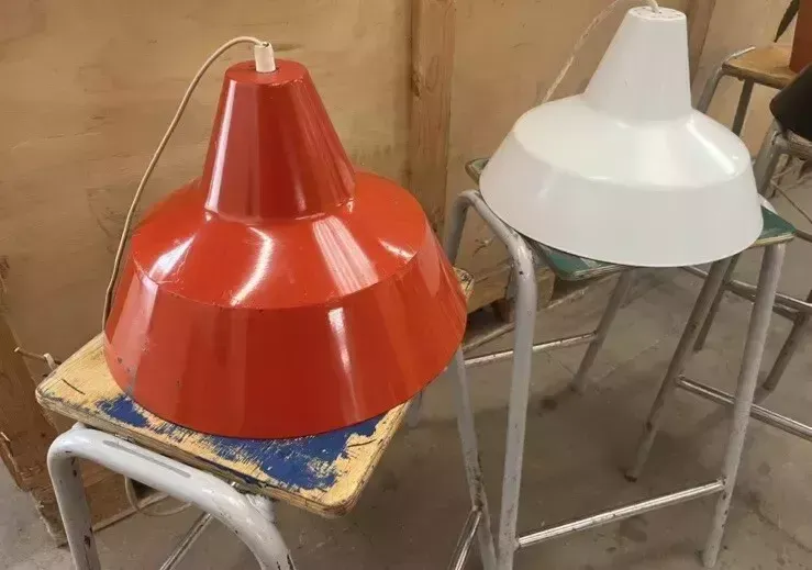 Danish Refectory Lamp Shades Restaurant Cafe Design 35cm Bauhaus Set Of 3 photo buy