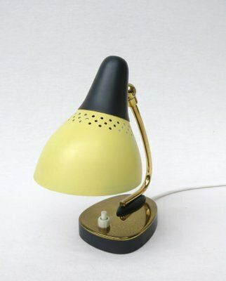 Small Mid Century Table Lamps In Brass Lacquered In Yellow And Black, Germany, 1950s, Set Of 2 photo buy