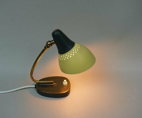 1557.2 Small Mid Century Table Lamps In Brass Lacquered In Yellow And Black, Germany, 1950s, Set Of 2 photo