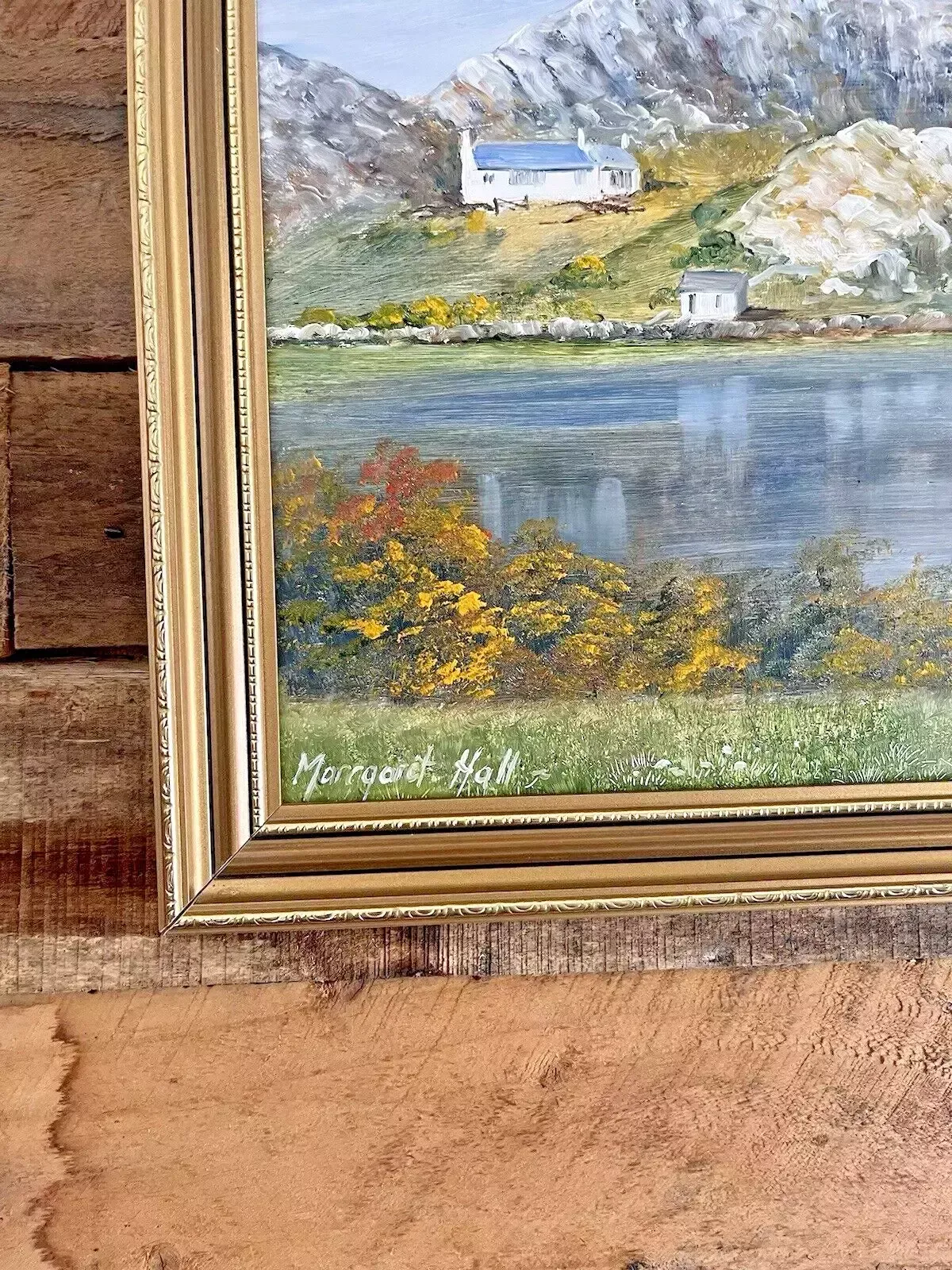 Original Margaret Hall Oil Painting Mynydd Bodafon Gors Fawr Lake Anglesey photo Art