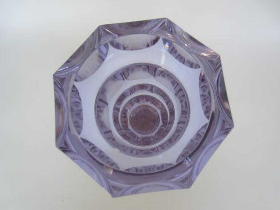 Hoffmann For Moser Facet Cut Alexandrite Czech Crystal Art Glass Vase photo buy