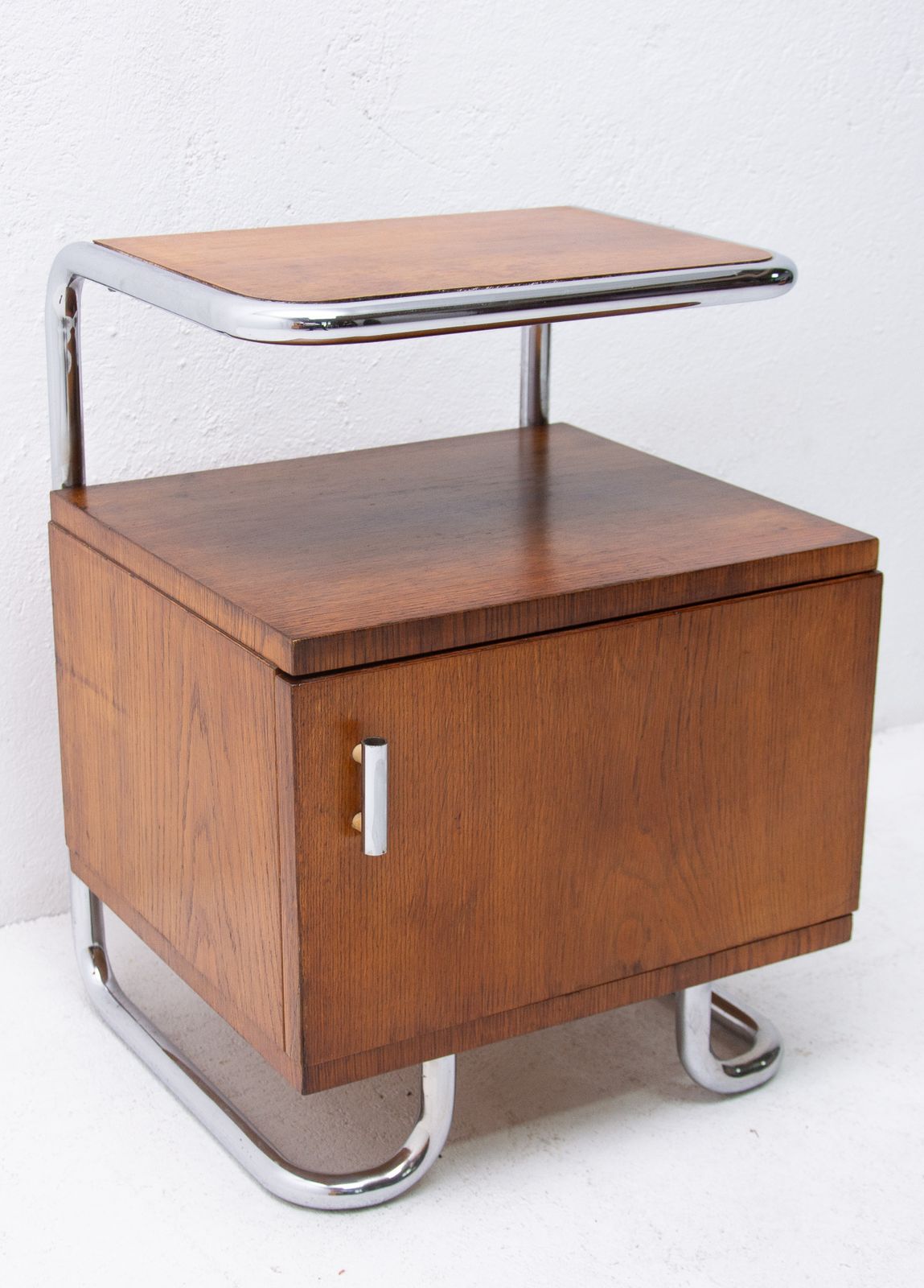 Furniture Pair Of Functionalist Chromed Night Stands By Kovona, 1950’s, Czechoslovakia photo
