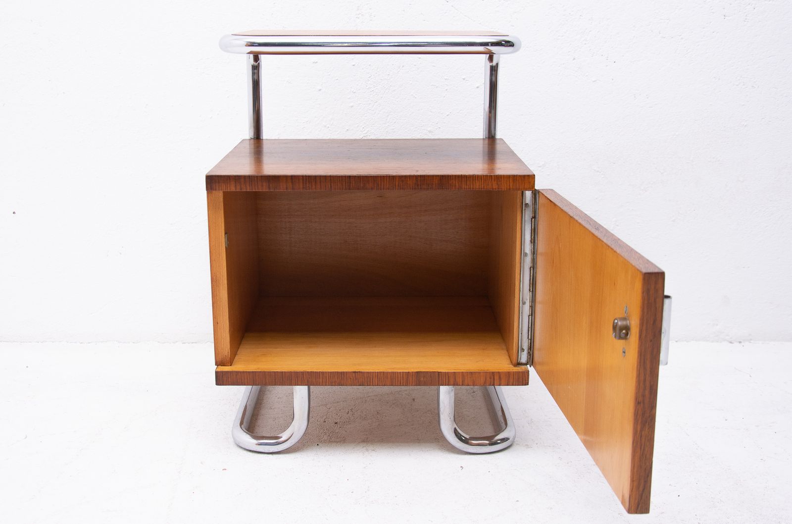 825.0 Pair Of Functionalist Chromed Night Stands By Kovona, 1950’s, Czechoslovakia photo