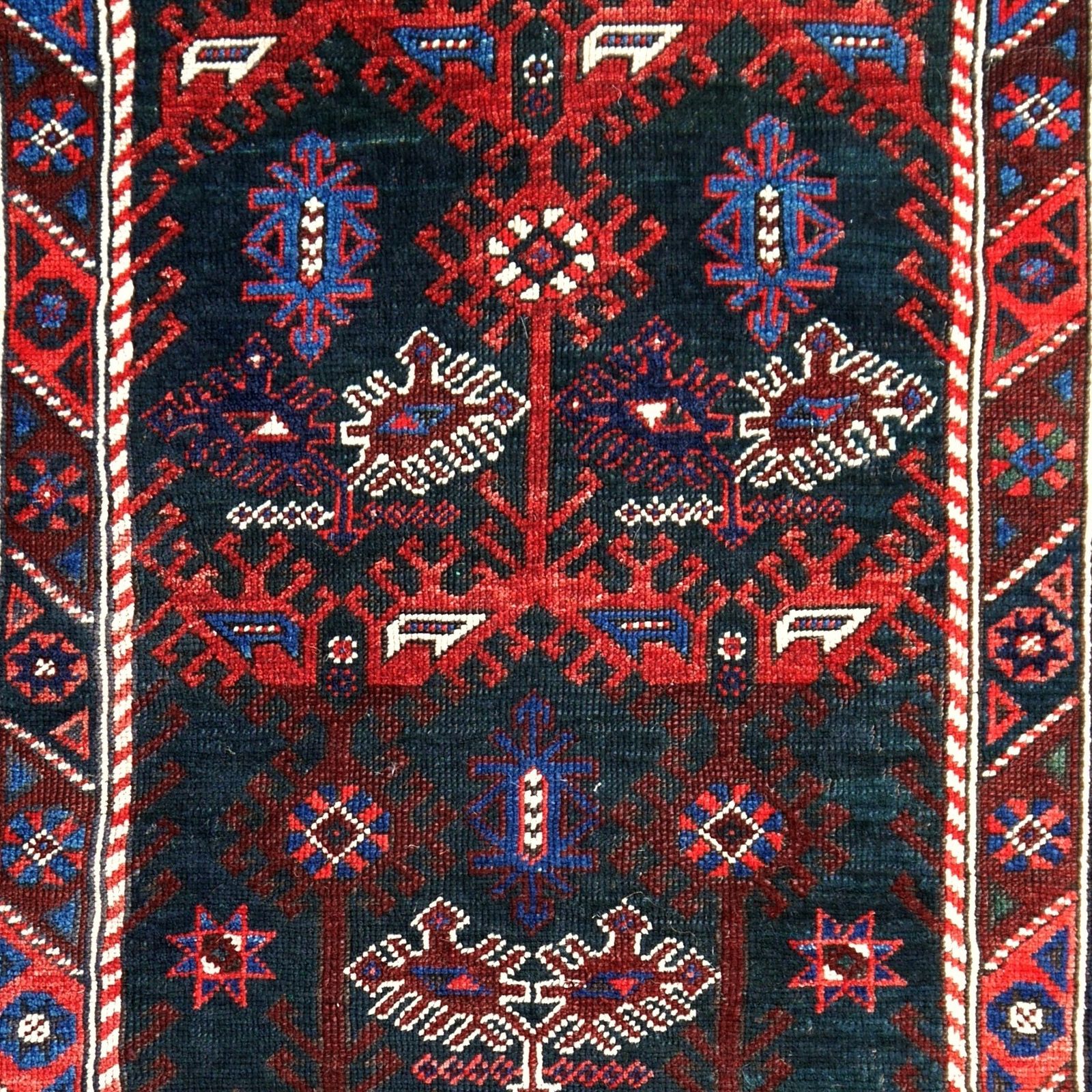 Textiles Turkish Rug Hand Knotted Semi Antique With Rare Green Field photo