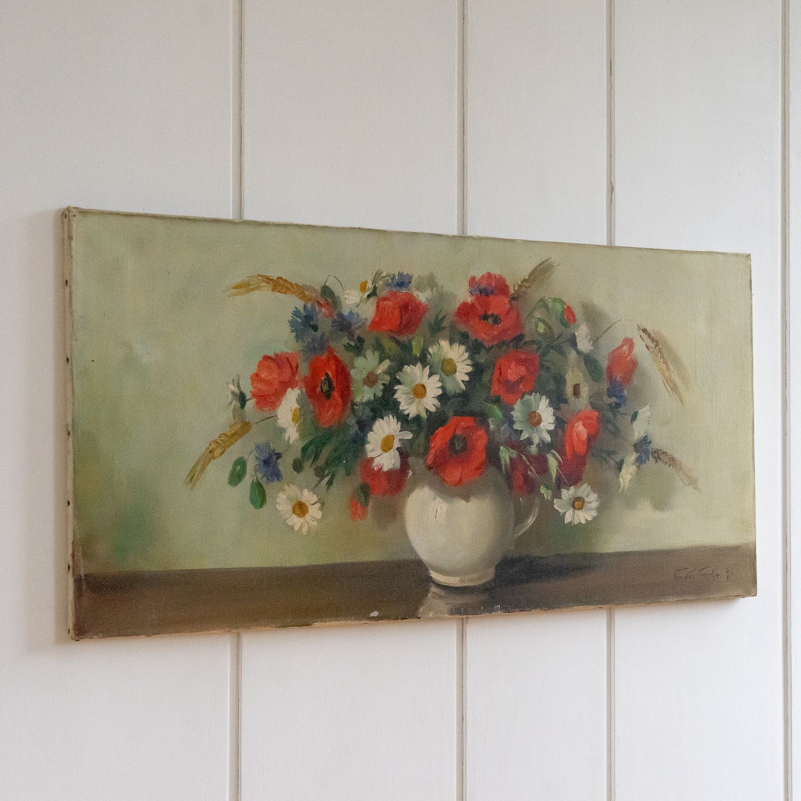 Large French Floral Oil Painting photo furniture