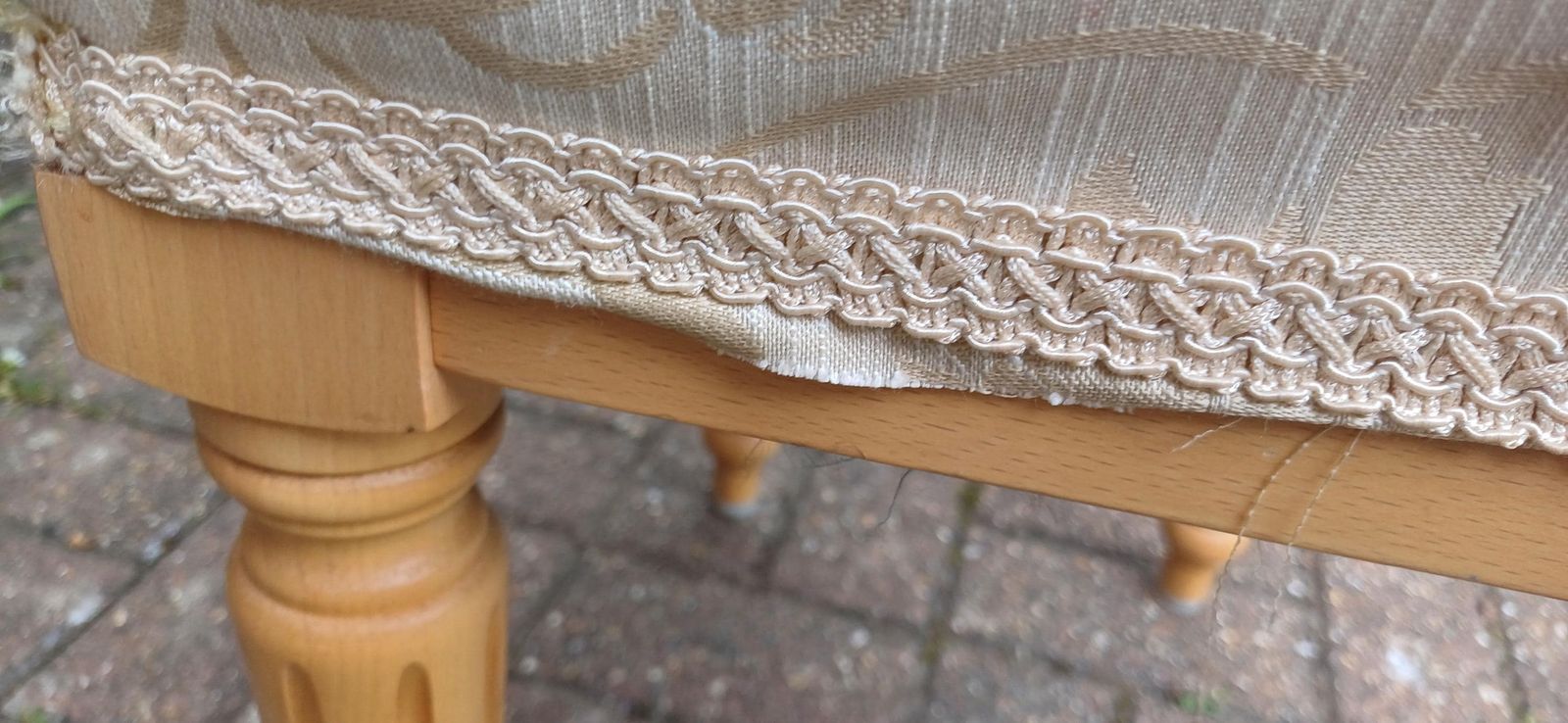 Solid Solid Beech Vintage Style Upholstered Stool photo buy
