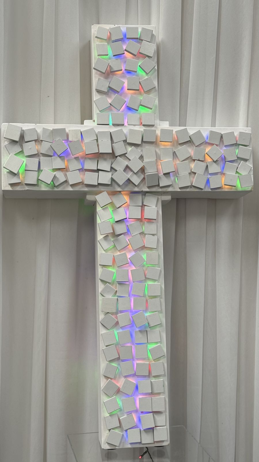 Contemporary Artwork In The Form Of An Illuminated Cross photo vintage