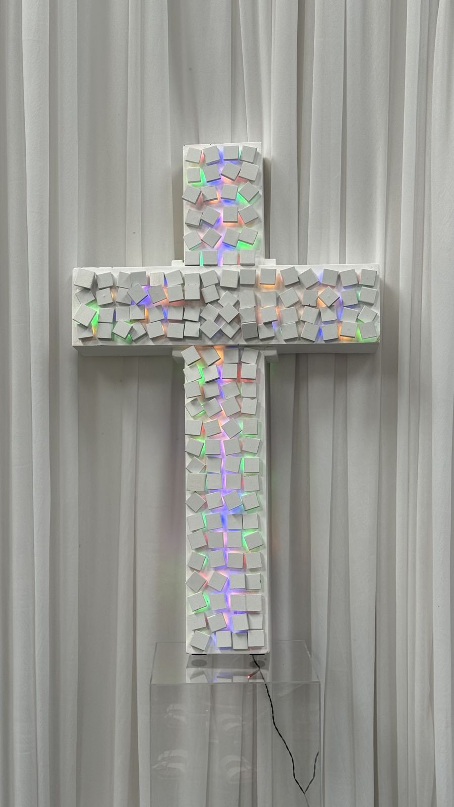 Contemporary Artwork In The Form Of An Illuminated Cross