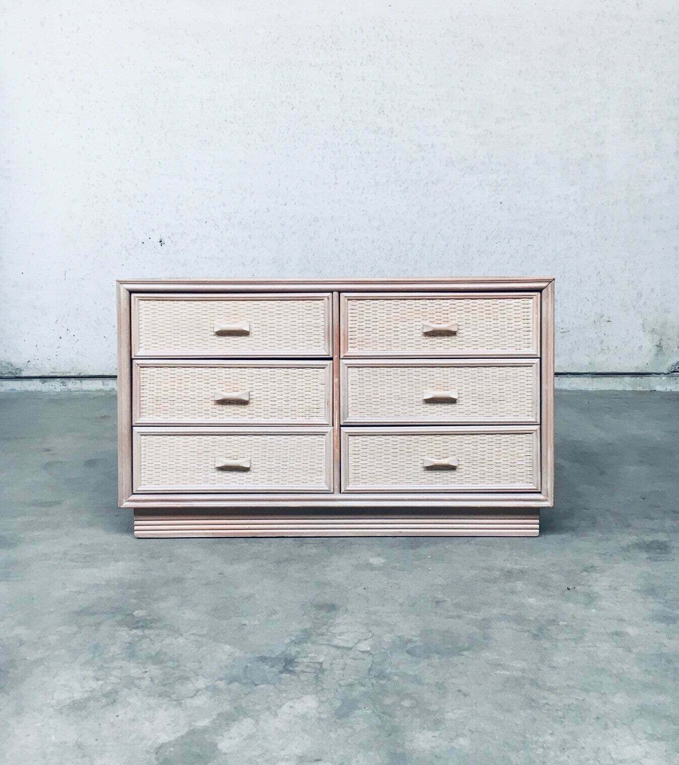 1980's Design Washed Rattan Chest Of Drawers photo Furniture