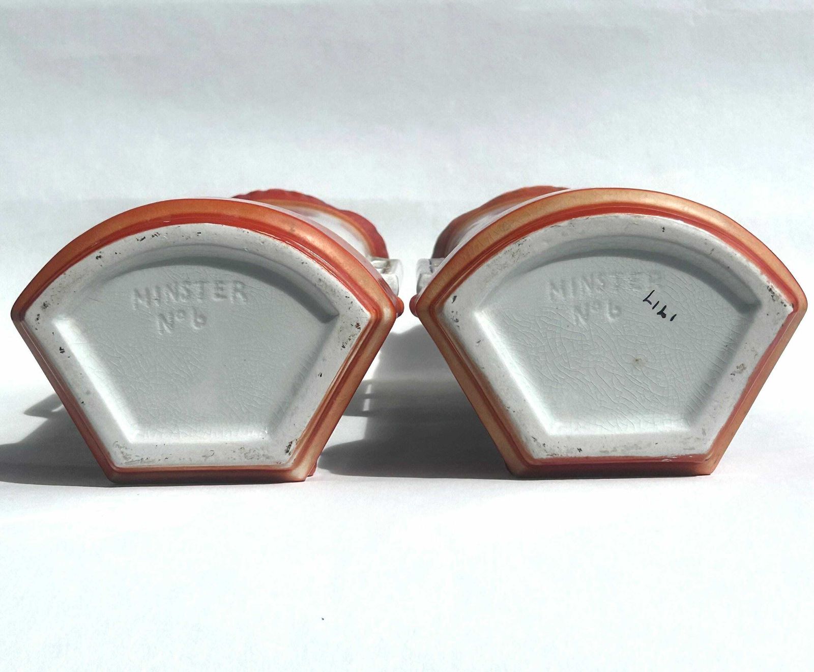 Antique Art Nouveau/Deco Pair Pottery Vases Birds photo 90.0