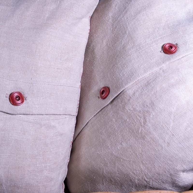Pair Of Antique French Linen Cushions, Hand Printed photo Textiles