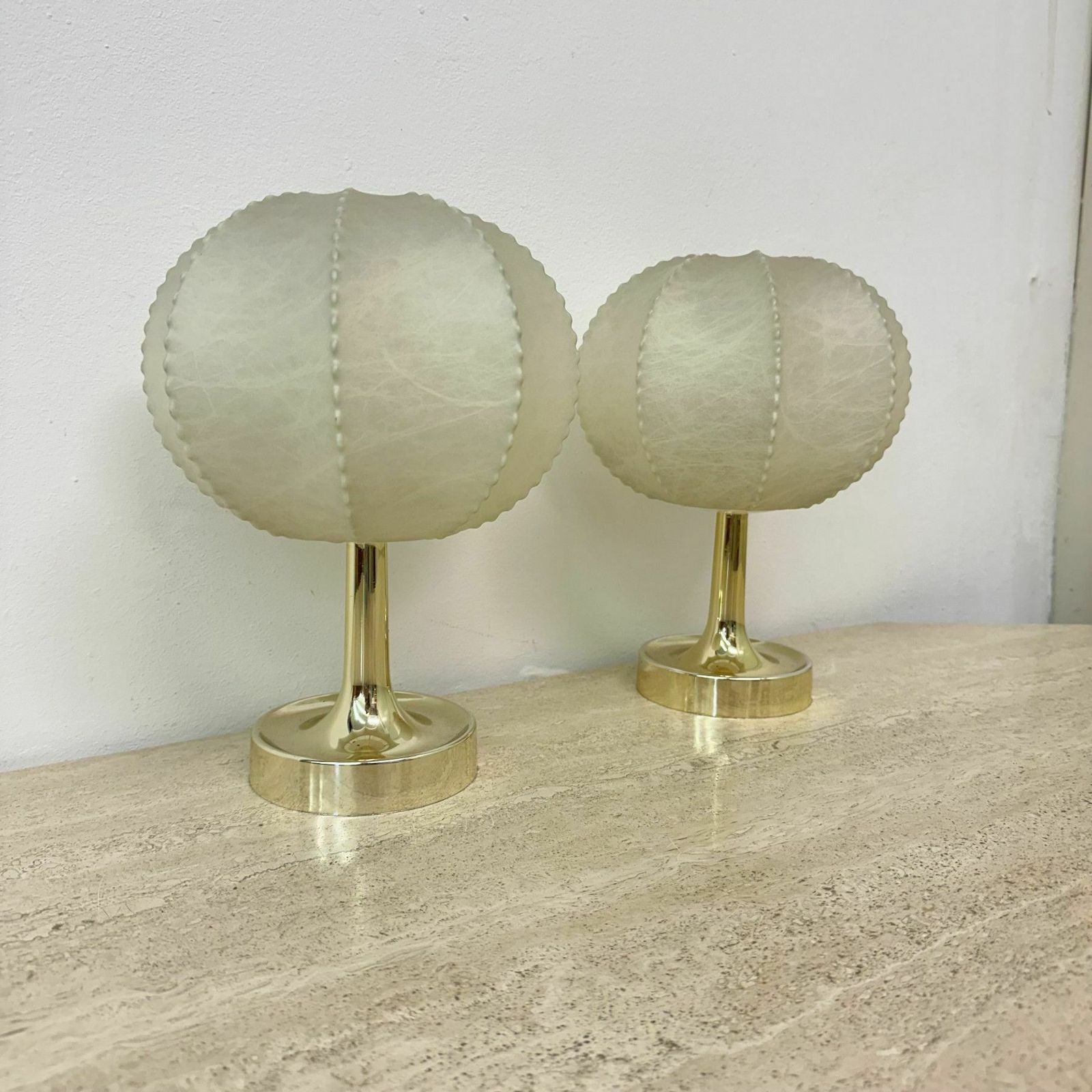Pair Of Cocoon Table Lamp By Alfred Wauer For Goldkant, 1960’s photo Lighting