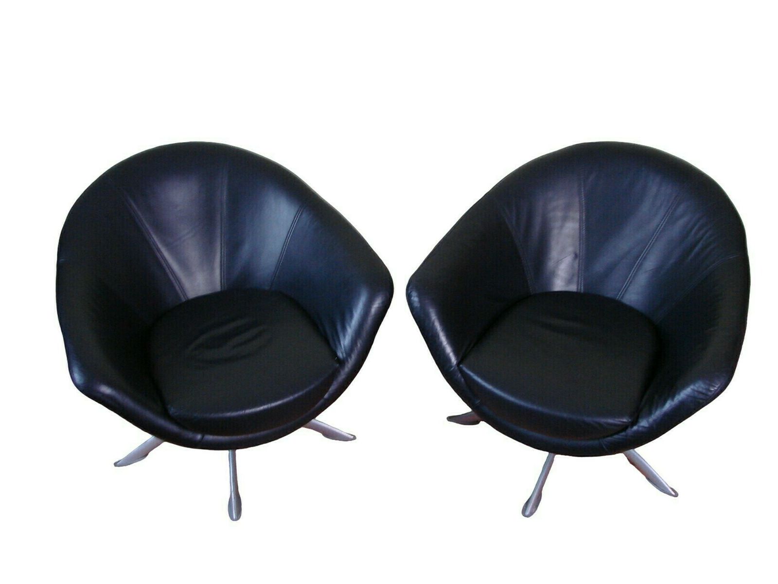 A Set Of Leather Swivel Armchairs From The 1980s. photo Furniture