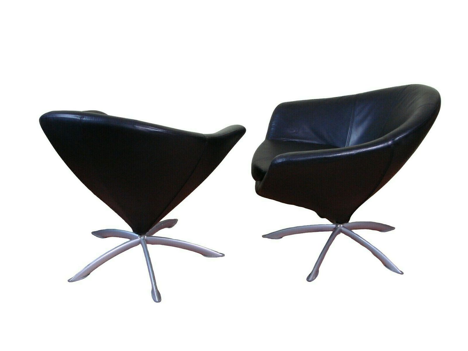 A Set Of Leather Swivel Armchairs From The 1980s. photo 599.0