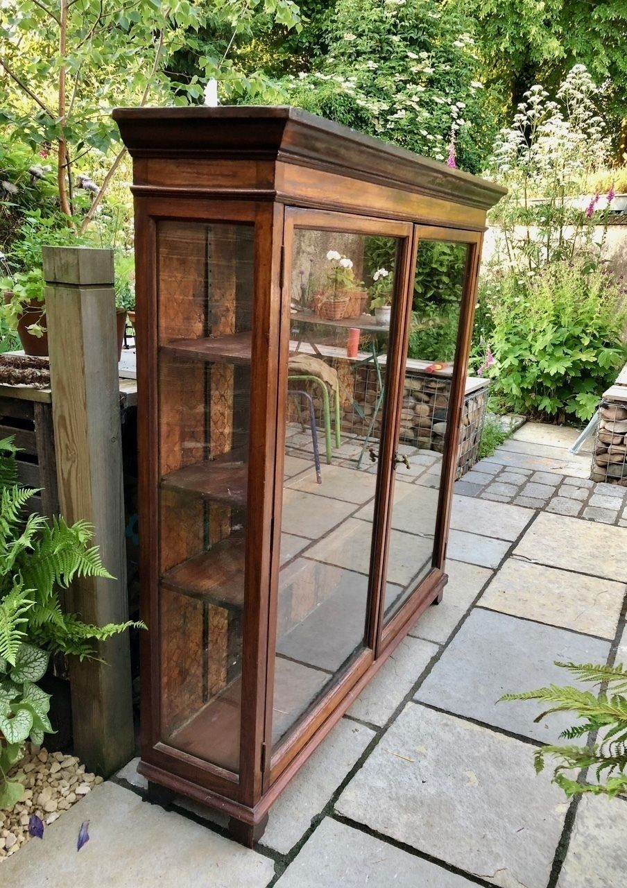 Dark Wood & Glass Bookshelves photo furniture