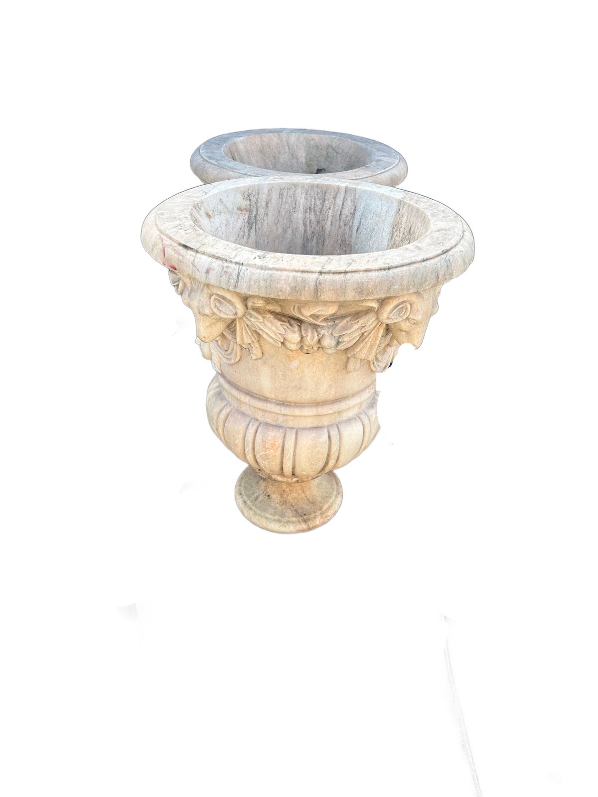 Pair Of Antique Carved Marble Urns photo 1999.0