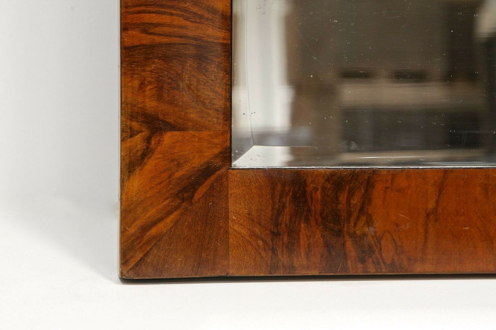 19th Century Biedermeier Walnut Mirror  Original Facet Cut , At Ca. 1825 photo vinterior