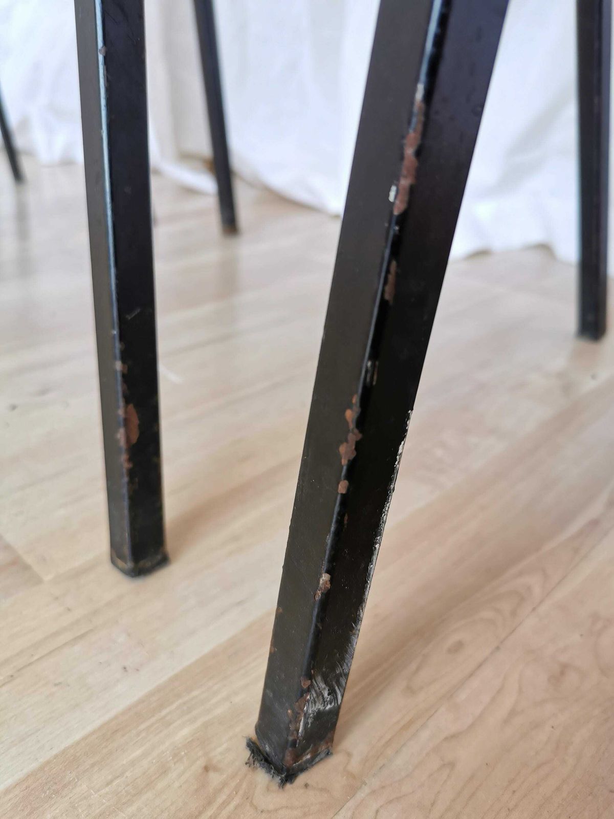 Set Of 3 Vintage School Chairs / Retro Wooden Dining Chair With Metal Base / Stol Kamnik Yugoslavia 1970 / Mid Century Dine Bistro Bar Pub photo for sale