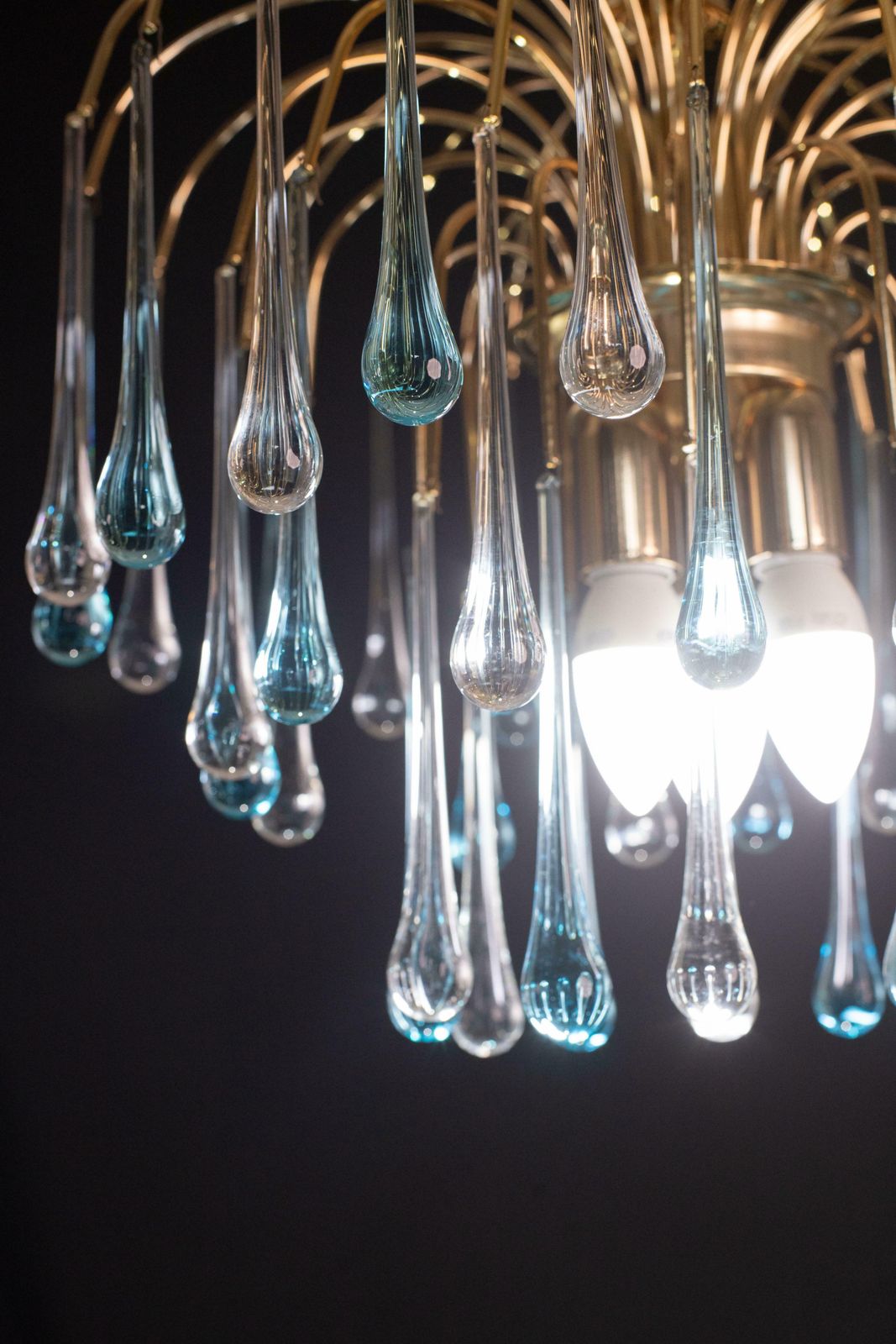 Set Of 2 Lady Victoria Chandelier With Blu And Transparent Pendants Murano Glass photo 2612.0
