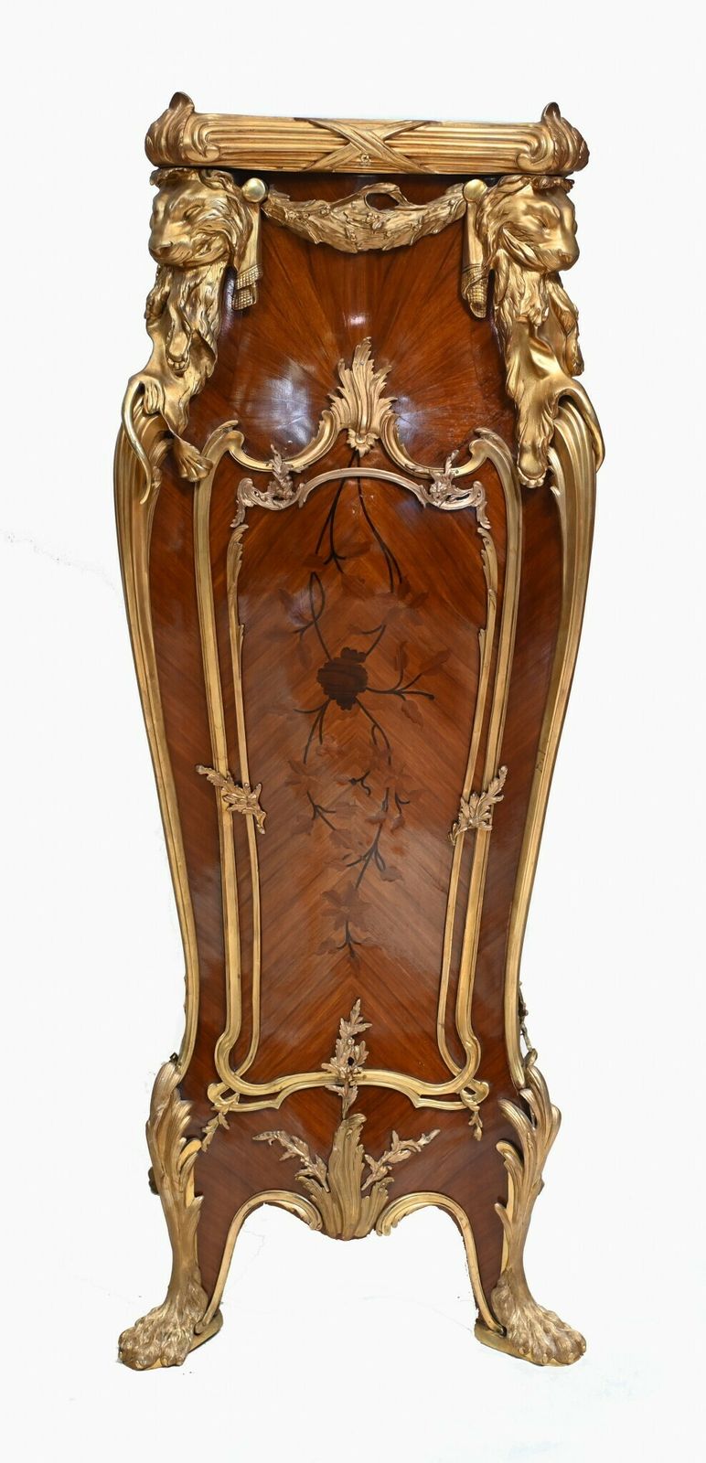 photo furniture Linke Style Pedestal Stands French Empire Tall Tables Inlay Gilt