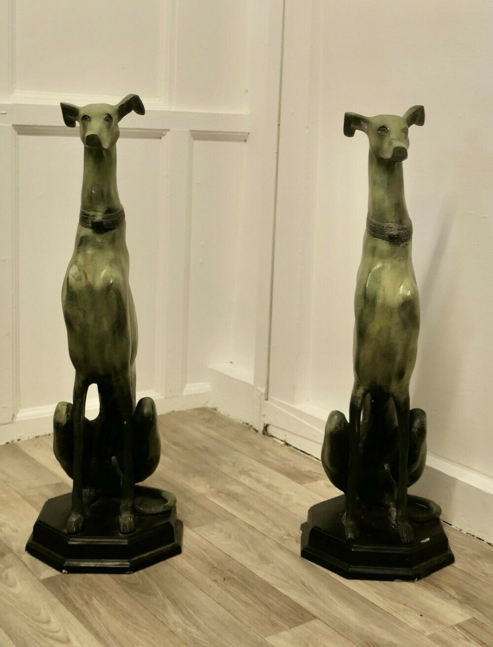 Pair Of Large Metal Italian Greyhound Dogs photo for sale