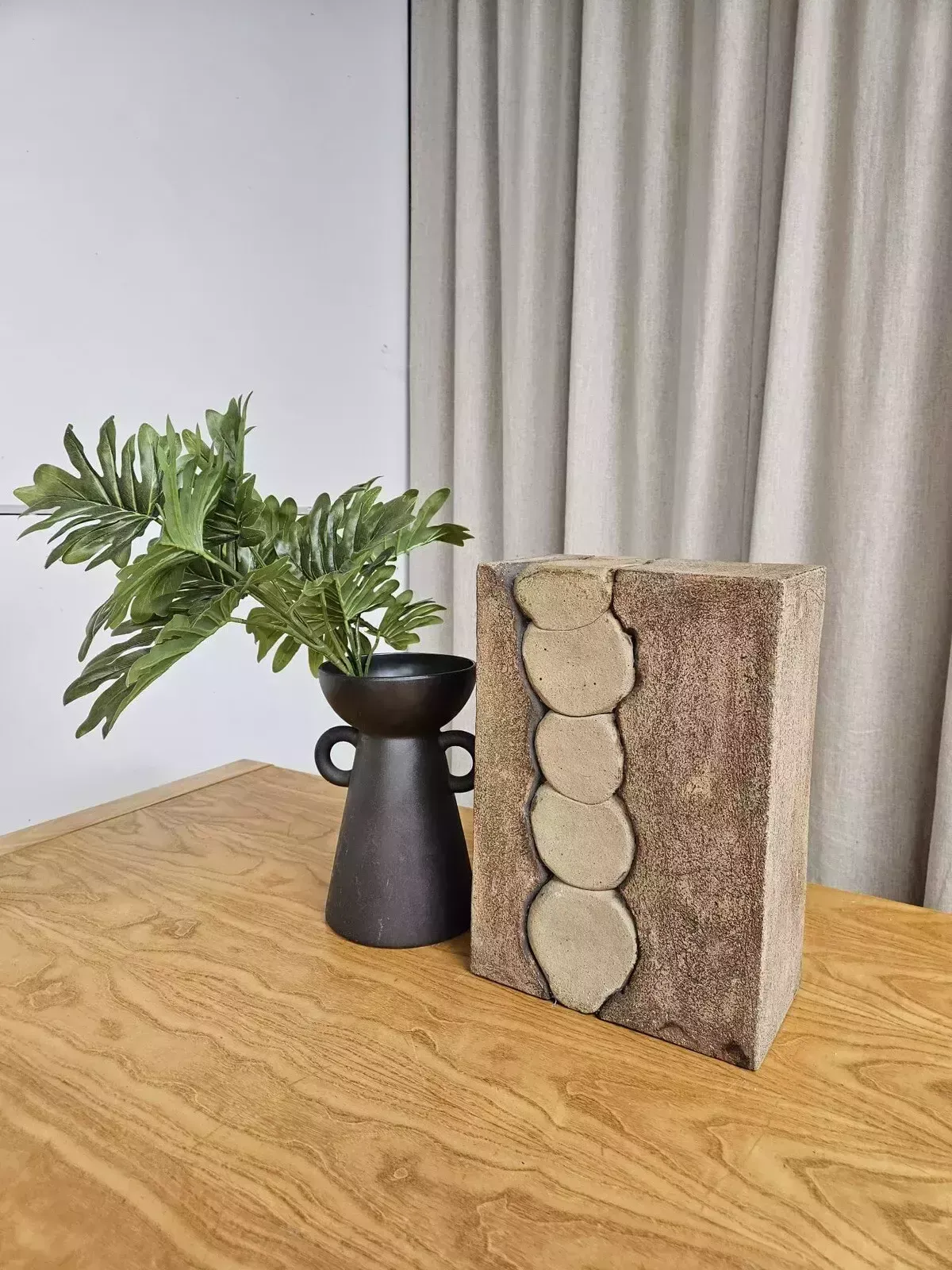 Vtg Mid Century Brutalist Abstract Studio Pottery Sculpture Scandi Retro R544 photo for sale
