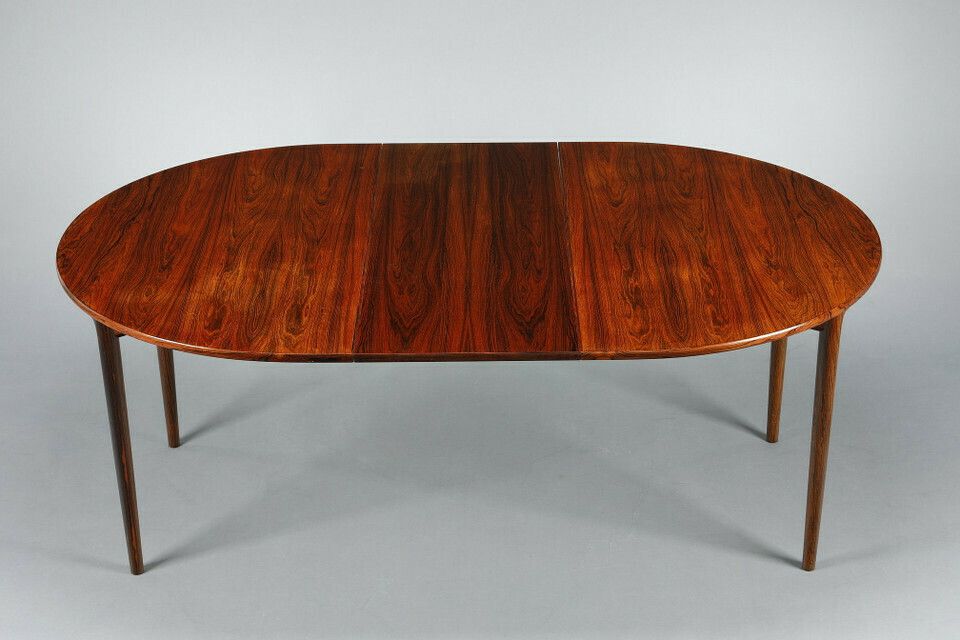 Ib Kofod Larsen Rosewood Dining Table With Extension Leaf And Six Chairs photo Furniture