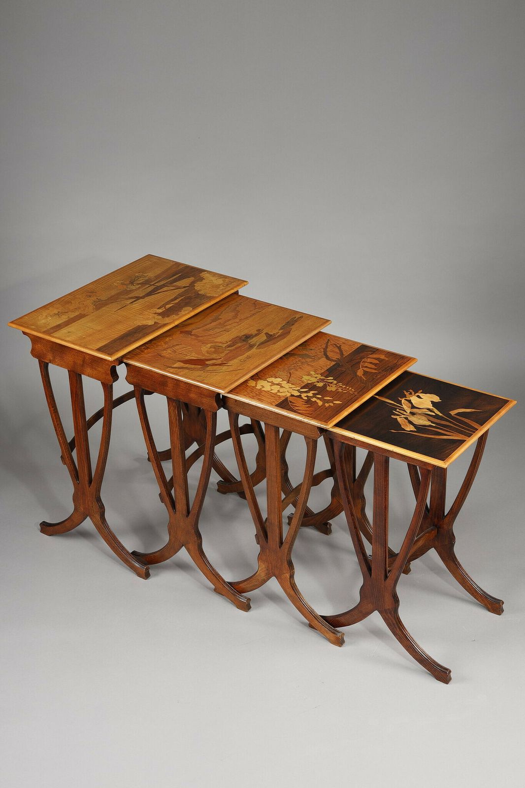 Set Of 4 Tables Gigognes Signed Gallé