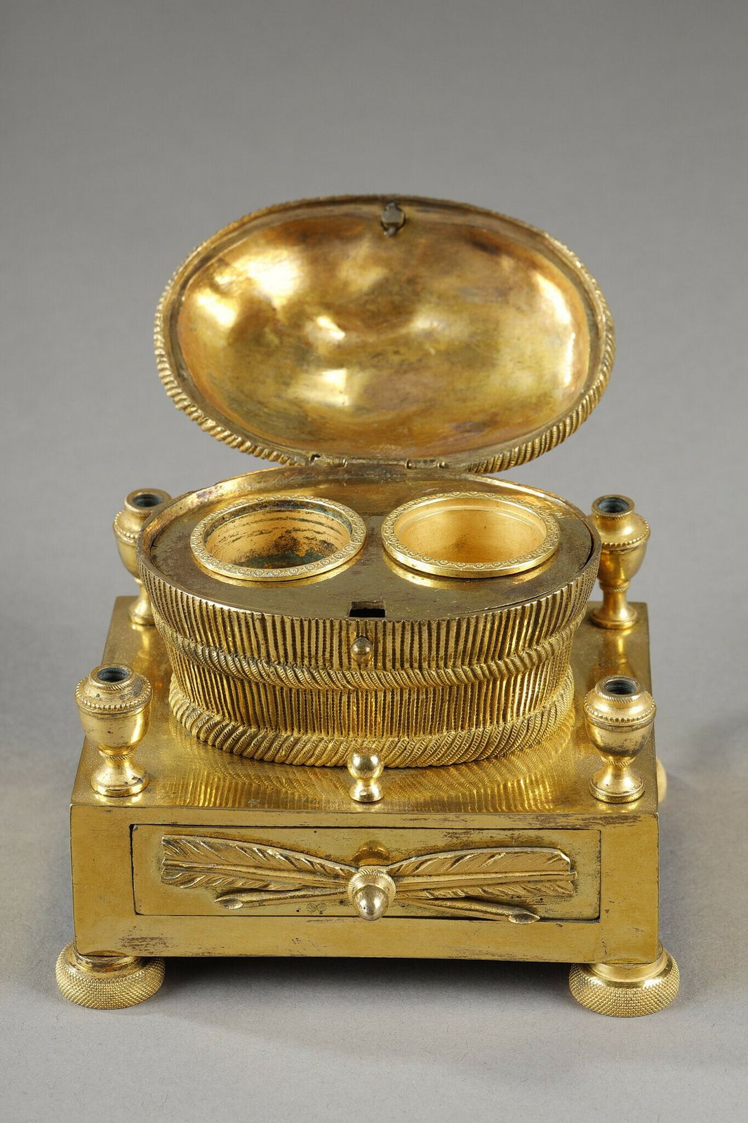 Gilt Bronze Inkwell Forming A Basket Of Grapes photo vintage