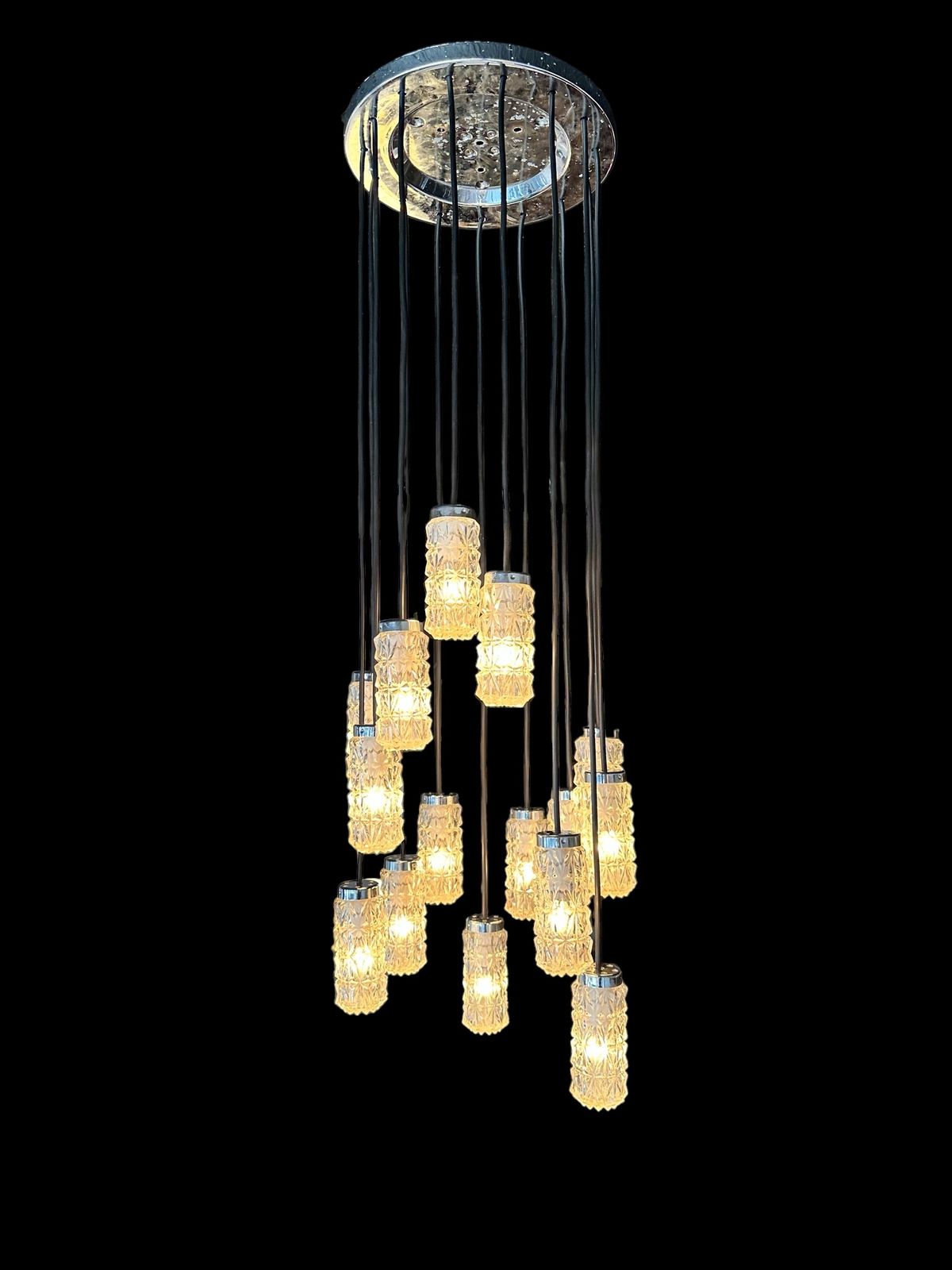Rare Bespoke Crystal And Chrome Mid Century Chandelier By Raak Amsterdam 1965