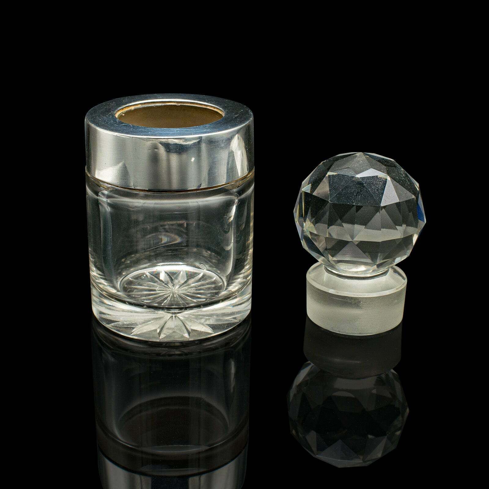 Small Antique Scent Bottle, English, Glass, Silver, Perfume, Hallmark, Victorian photo furniture
