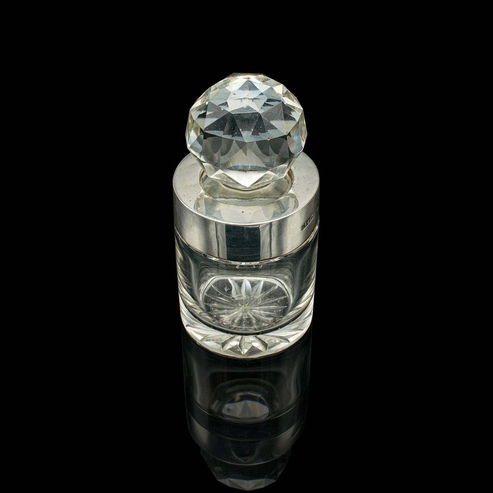 Small Antique Scent Bottle, English, Glass, Silver, Perfume, Hallmark, Victorian photo buy