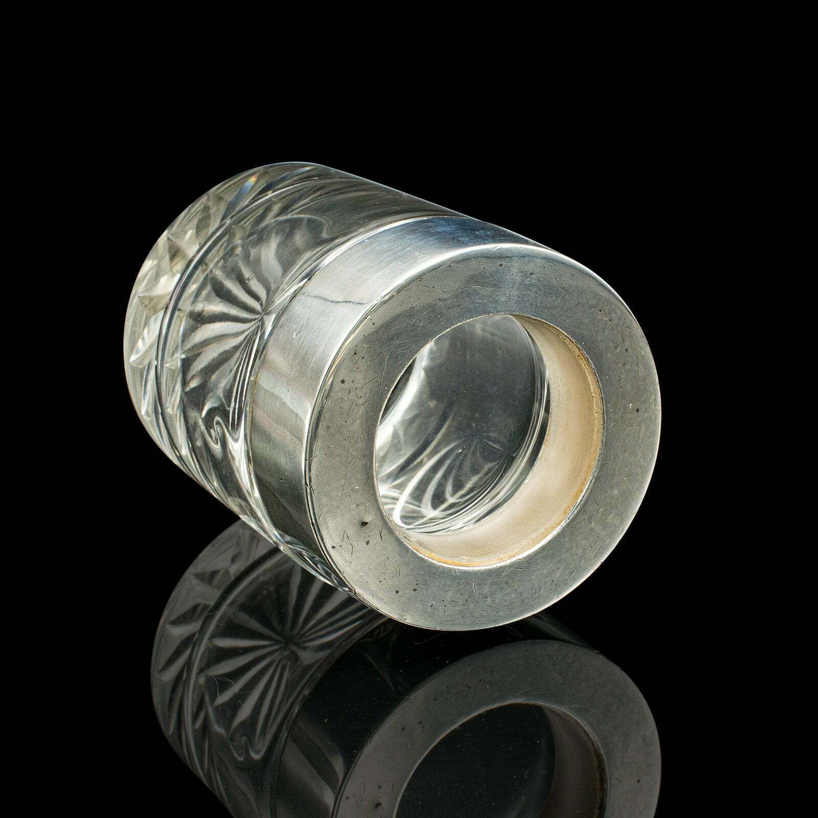 Small Antique Scent Bottle, English, Glass, Silver, Perfume, Hallmark, Victorian photo vintage