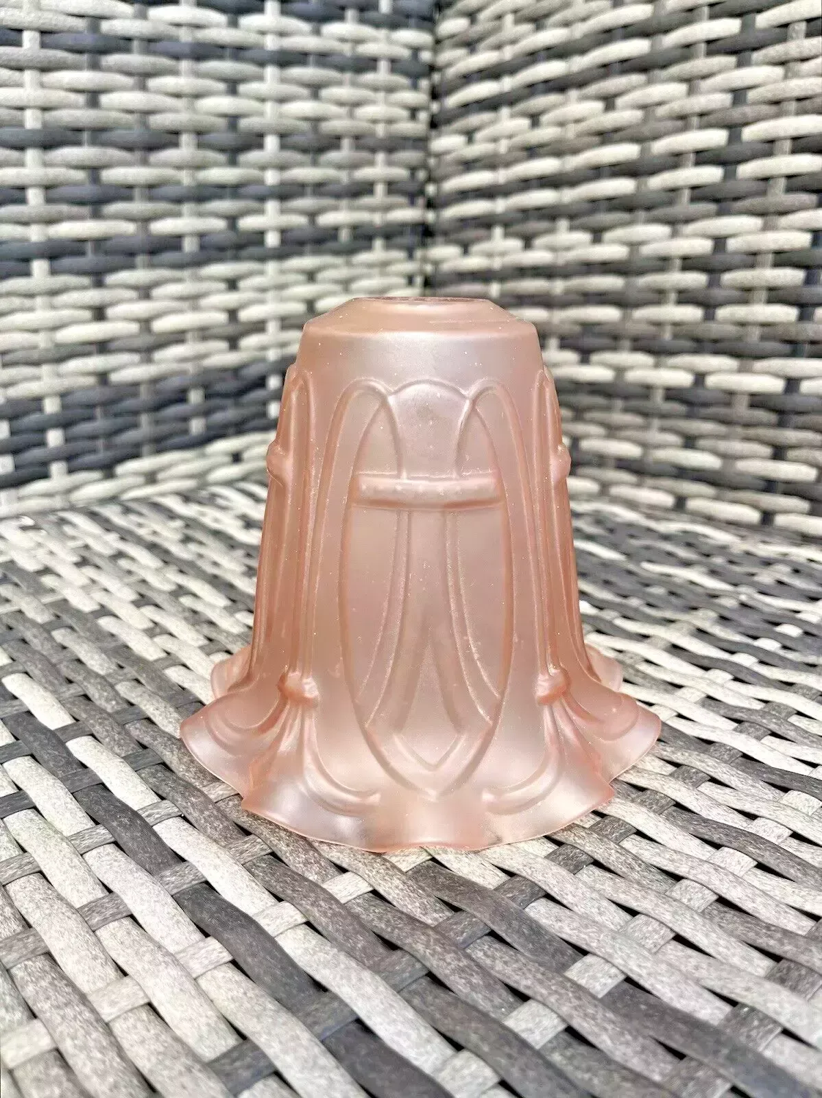Antique C1900 Satin Pink Art Nouveau Frosted Glass Light Ceiling Lamp Shade photo furniture