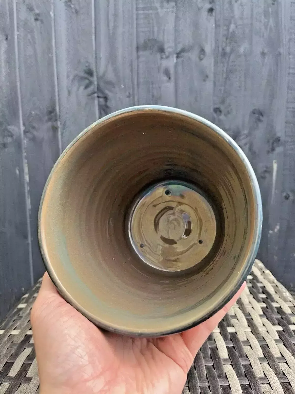 Mid Century Italian Pottery Striped Textured Abstract Planter Plant Pot 60s 70's photo buy