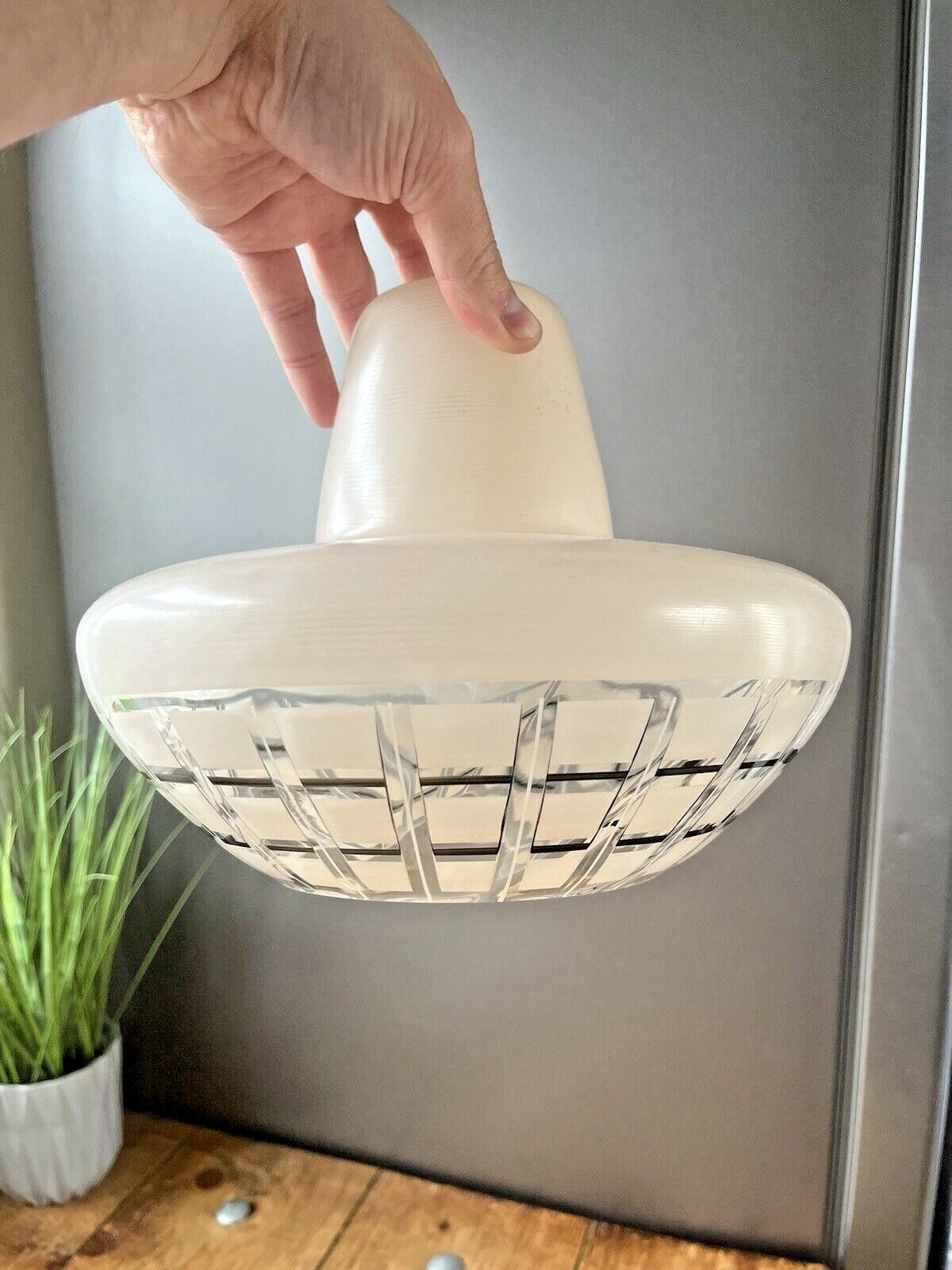 Vintage 1950's Mid Century Glass Ufo Space Age 60's Ceiling Light Lamp Shade 70s photo Lighting