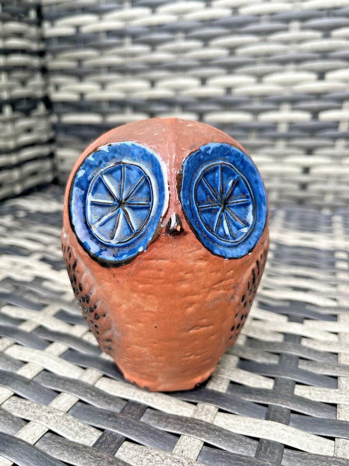 V.Rare 60's Mid Century Modern Swedish Rorstrand Folk Blue Owl Money Bank Box