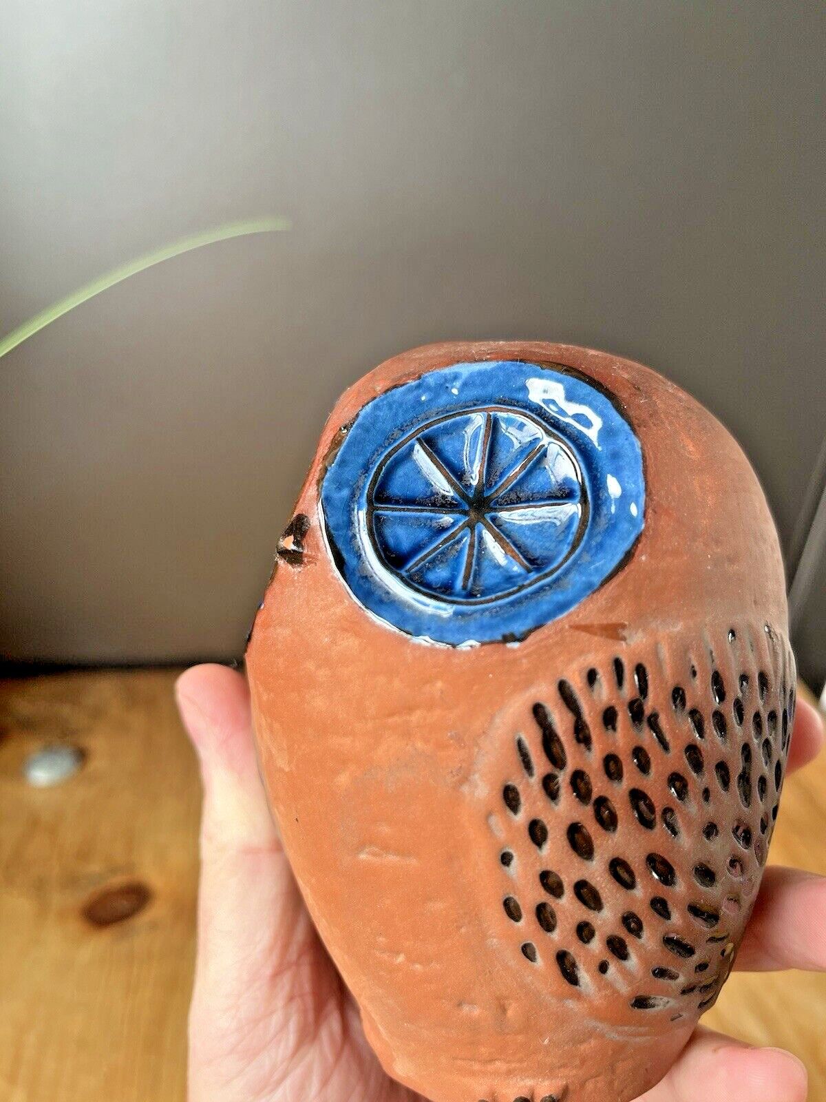 V.Rare 60's Mid Century Modern Swedish Rorstrand Folk Blue Owl Money Bank Box photo vintage