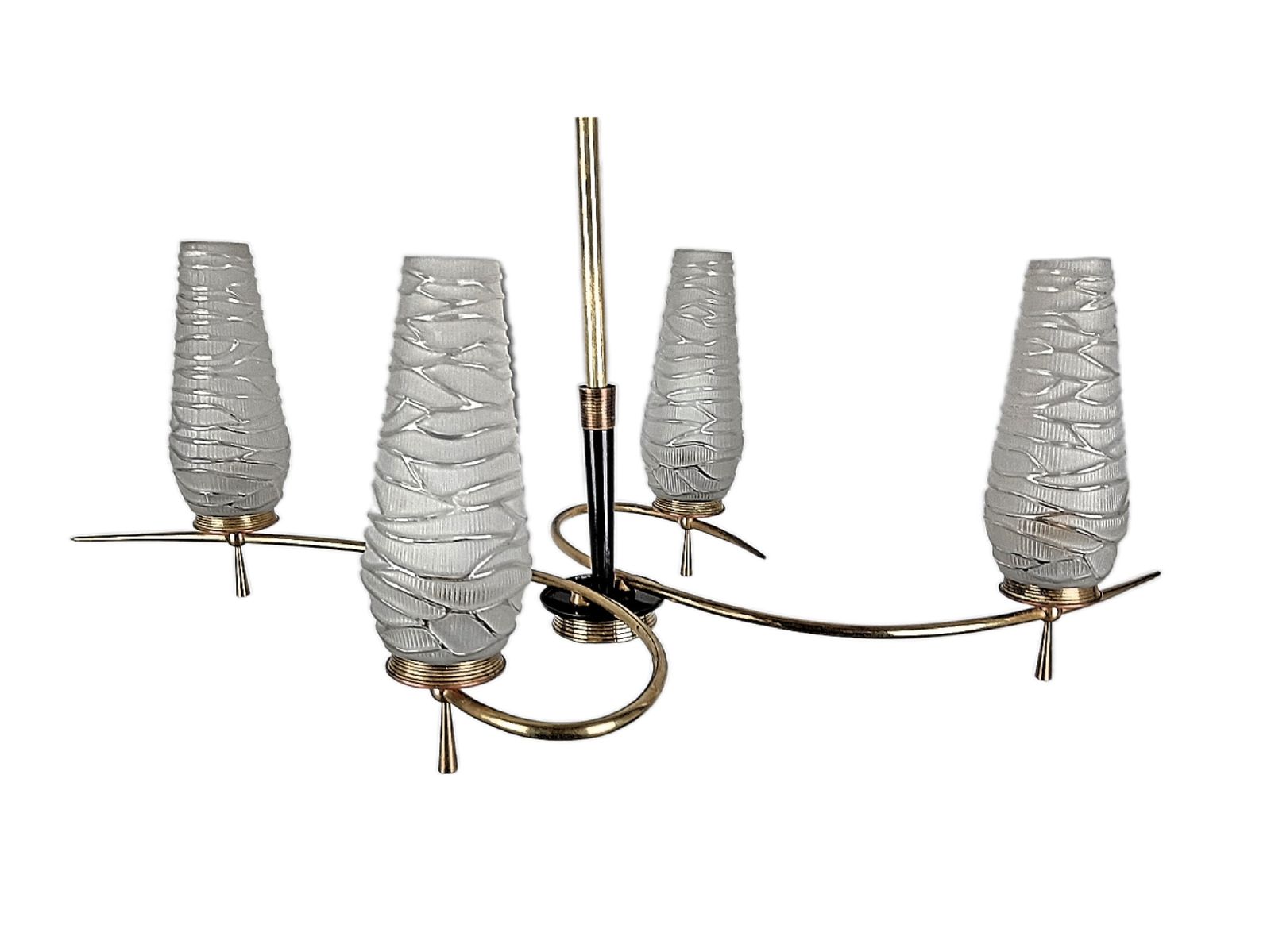 Lighting Mid Century Modern Chandelier And Matching Lamp French 1960s Design photo