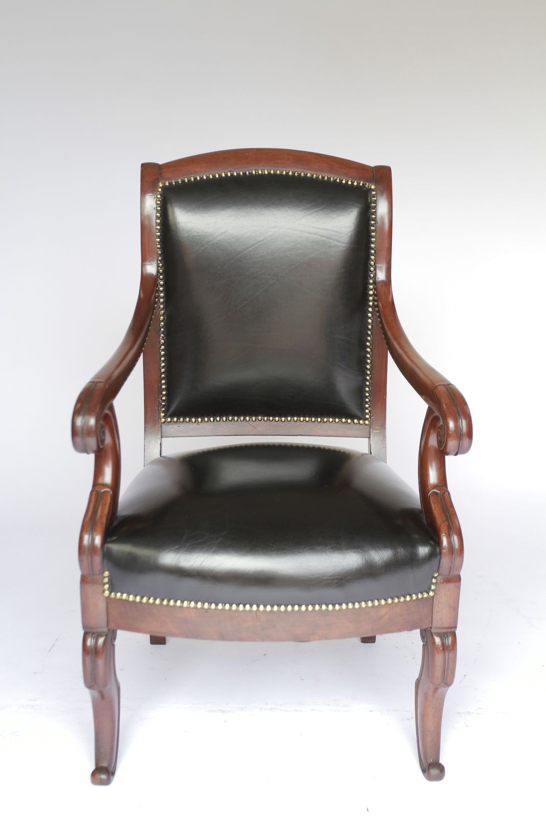 French Mahogany & Leather  Library Chair Circa 1820s