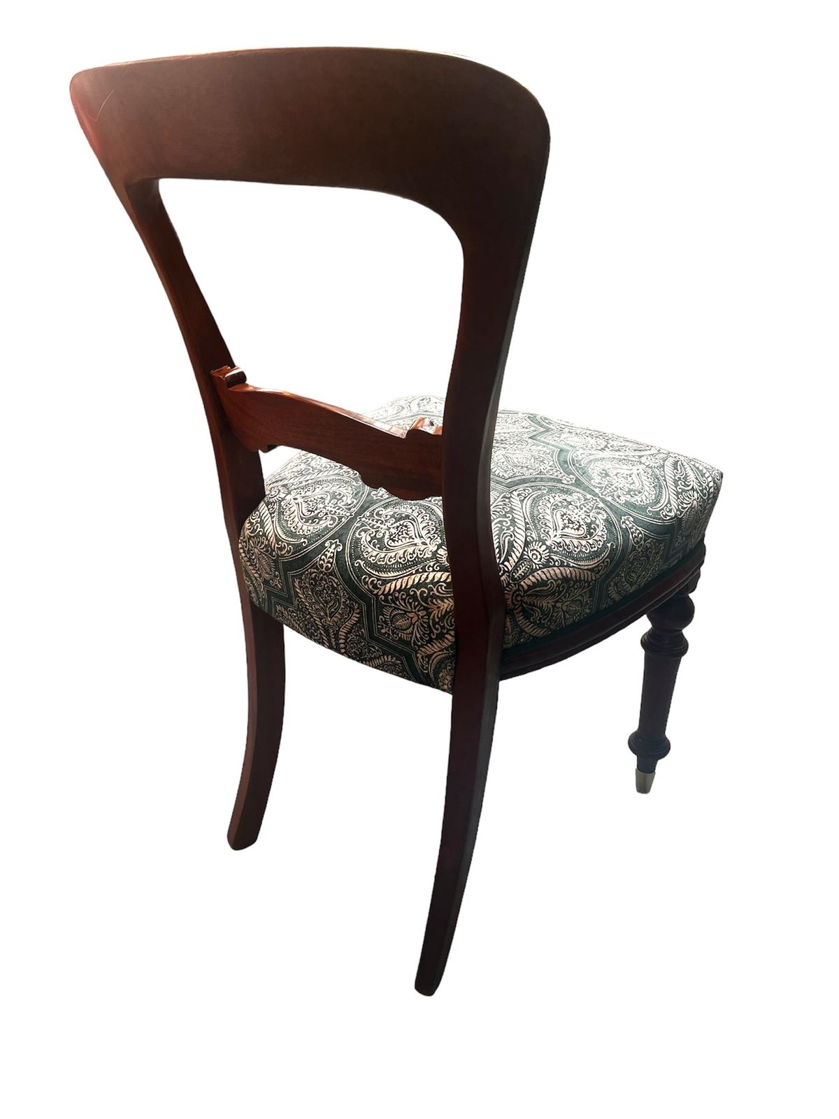 Victorian Sprung Balloon Back Chair, Ashley Wilde Emerald Fabric, 19th Century photo furniture