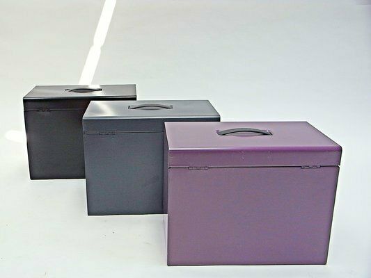 Document Boxes In Coloured Metal Sheet, Set Of 3 photo 246.0