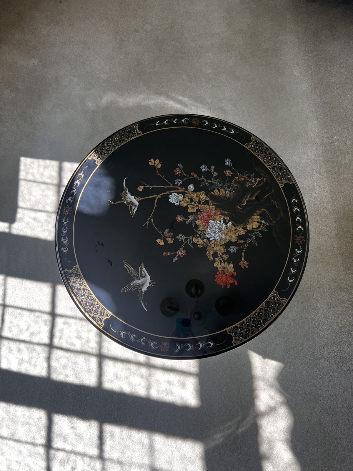 Wooden Asian Design Round Coffee Table With Glass Top photo for sale