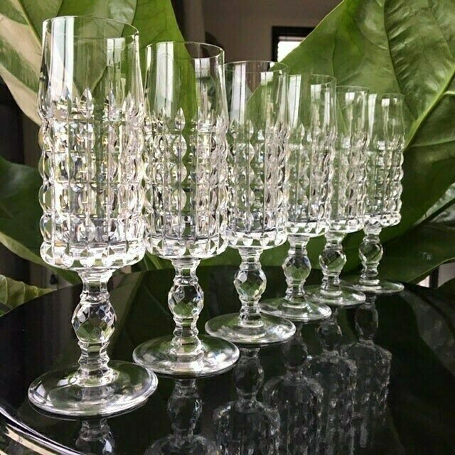 Rosenthal Champagne Glazen | 6 Stuks | Kristallen Champagnefluiten | Diamantknop