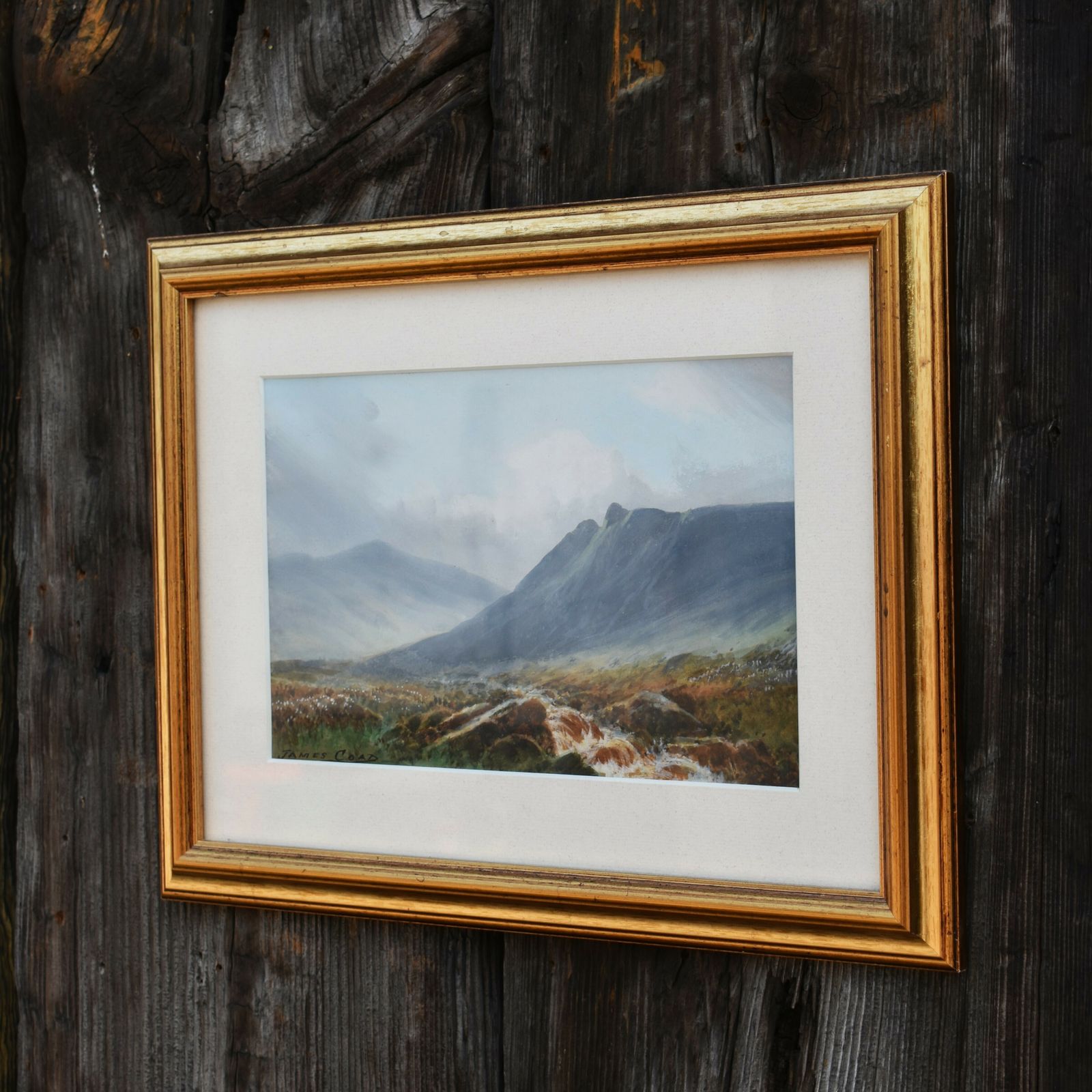 Antique James Coad Moorland Landscape West Okement Dartmoor Watercolour Painting photo furniture