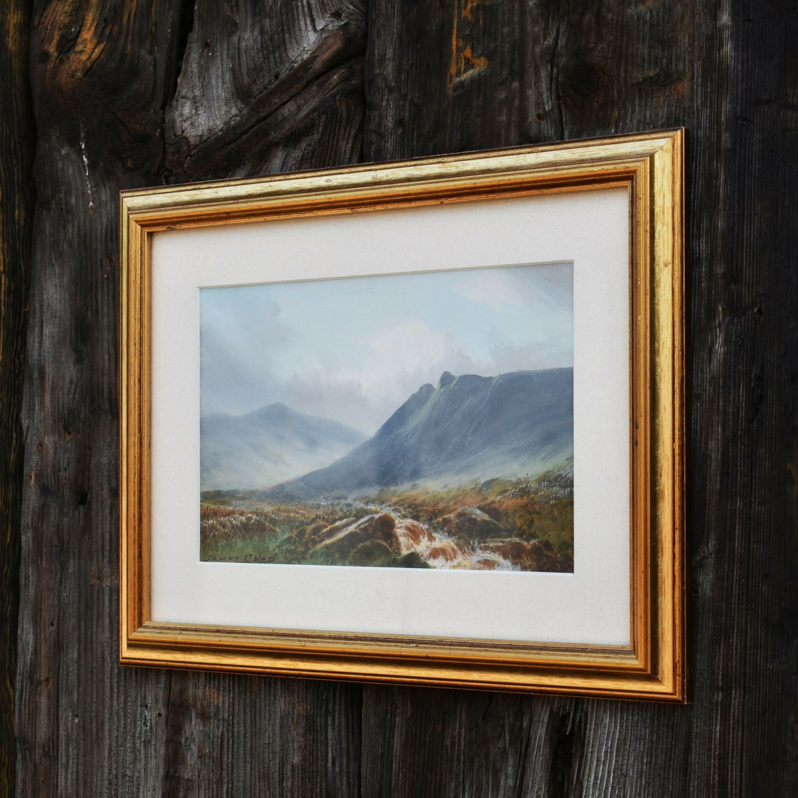 Antique James Coad Moorland Landscape West Okement Dartmoor Watercolour Painting photo vintage