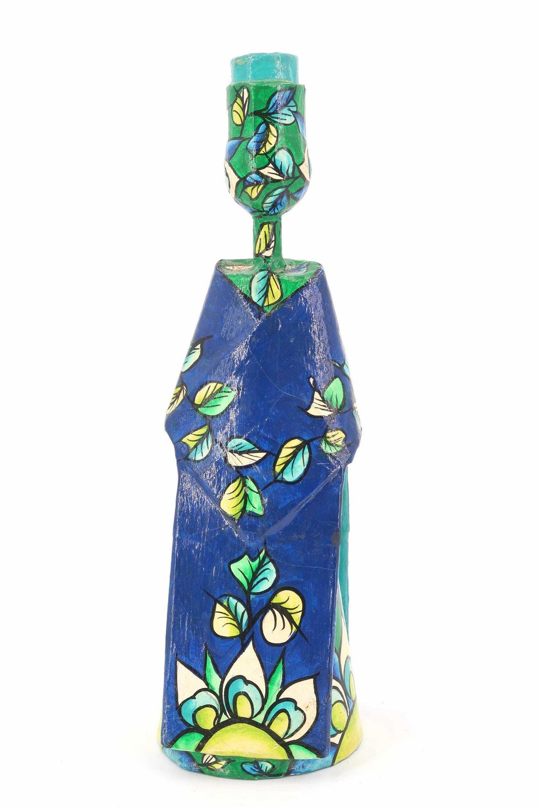 Mexican Folk Art Paper Mache Bird Candle Holder Signed Abelardo Ruiz, 1970s / Mexico, Blue, Candleholder, Anthropomorphic photo buy