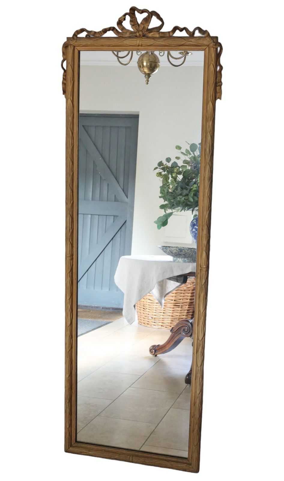 Antique Large C1900 Gilt Full Height Foor Wall Dressing Mirror – High Quality Ornate Design
